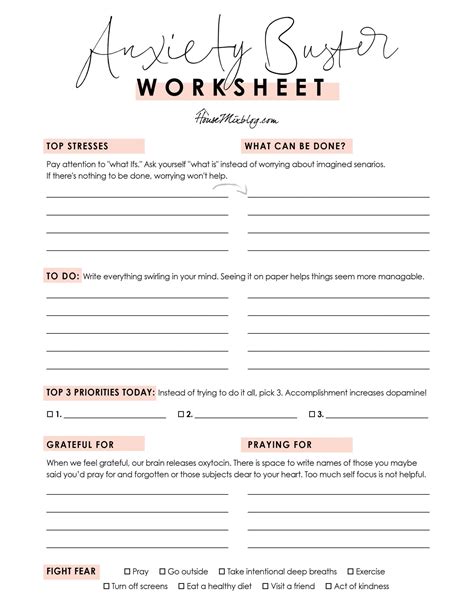 anxiety worksheets for adults
